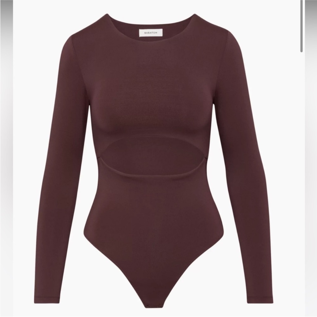 Nwt New Aritzia Babaton Countour Cutout Bodysuit Segovia In Burgundy Size Xs